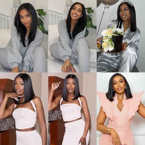 Liang Dian 14 Inch Straight Human Hair 4 Bundles Natural Color 12A Brazilian Virgin Hair 100% Unprocessed Straight Human Hair Bundles(14" 14" 14" 14")