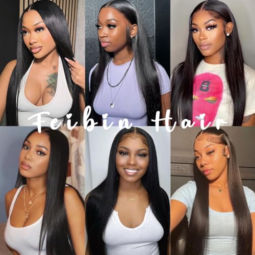 Straight Human Hair Bundles 24 24 24 Inch Trippy Hair Quick Weave 3 Bundles Human Hair 100% Unprocessed Raw Brazilian Virgin Hair Extensions for Black Women Natural Color