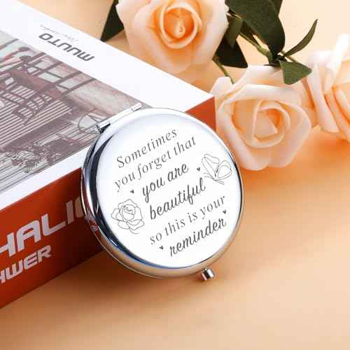 Mirror Stocking Stuffers for Women, Stocking Stuffers for Young Women Inspirational Compact Mirror Gifts for Women Daughter Christmas Birthday Valentines Day Gifts for Her Female Friends Coworkers