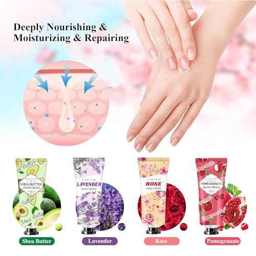 8 PACK Hand Cream Christmas Gifts for Women,Travel Size in Bulk Lotions for Dry Hands,Mini Hand Lotion for Mothers Day Gifts,Easter Gift for Teens,Appreciation Gift,Baby Shower Party Gift