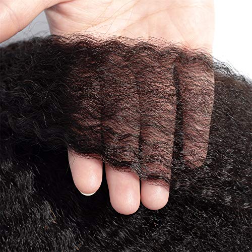 Kinky Straight Human Hair Bundles 100% Unprocessed Brazilian Remy Soft Yaki 3 Bundles Human Hair (12 14 16 Inch)