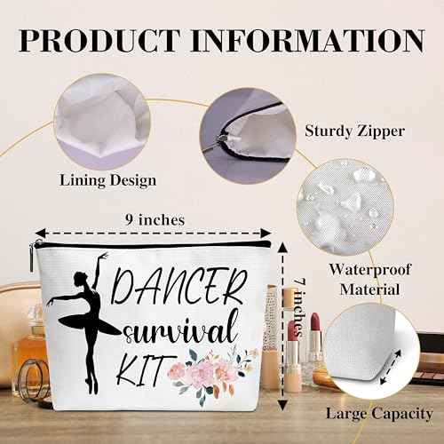 Ballet Dance Makeup Bag, Ballerina Dance Recital Gifts For Girls, Preppy Stuff Travel Cosmetic Bag, Dancer Survival Kit A11