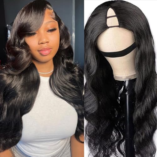 V Part Wig Human Hair Body Wave for Black Women Upgrade U Part Human Hair Wig 100% Beginner Friendly 200% Density Natural Color (16 inch)