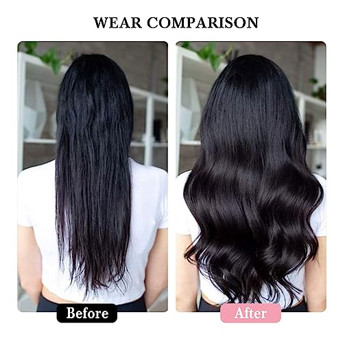 Clip in Hair Extensions Real Human Hair 24 Inch Natural Black Invisible Seamless Clip in Hair Extensions Human Hair, 8Pcs Double Weft Remy Hair Extension Real Human Hair for Women 90g (24Inch 1B#)