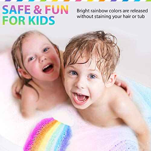 Bath Bombs for Kids - Natural Magic Rainbow BathBombs with Organic Ingredients, Moisturizing, Vibrant Colors & Rich Bubbles, Cloud Bath Bombs, Stocking Stuffers, Christmas Gifts for Kids, Girls, Boys