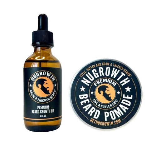 NuGrowth Beard Growth Kit for Black Men – Beard Oil & Shea Butter Balm Set – Softens, Moisturizes & Promotes Thicker Beards with Avocado, Mint & Jamaican Black Castor Oils (4 fl. oz.)