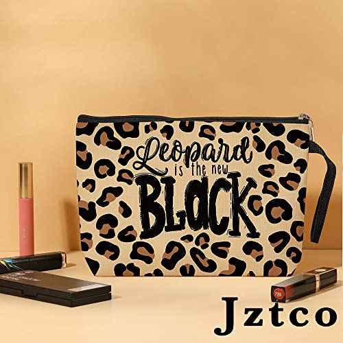 Jztco Leopard Print Makeup Bag - Gifts for Women, Handbag for Leopard Lovers, Birthday and Mother's Day Ideas for Mom, Sister, Friends - Leopard Is The New Black