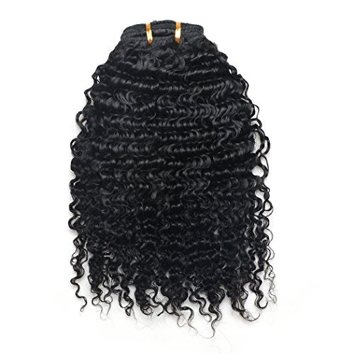Luwigs 3B 3C Afro Kinky Curly Clip In Hair Extension Natural Color African American Brazilian Human Virgin Hair For Black Women 7pcs/set (20 Inch, 3B 3C Afro Kinky Curly)