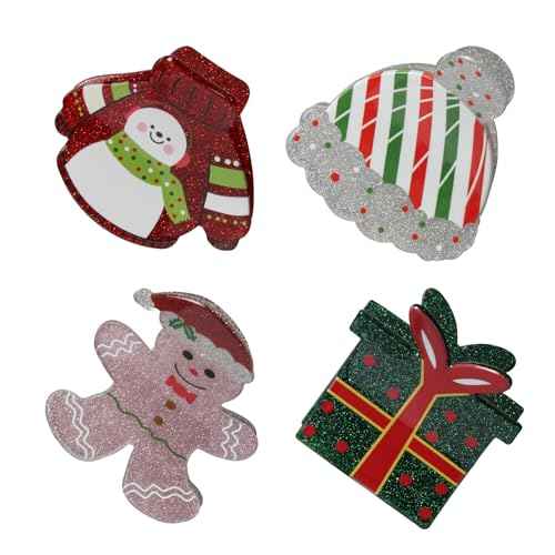 Christmas Hair Claw Clips for Girls Red Green Hair Clips Cute Snowman Hair Clip Christmas Hair Accessories for Women Pack of 4