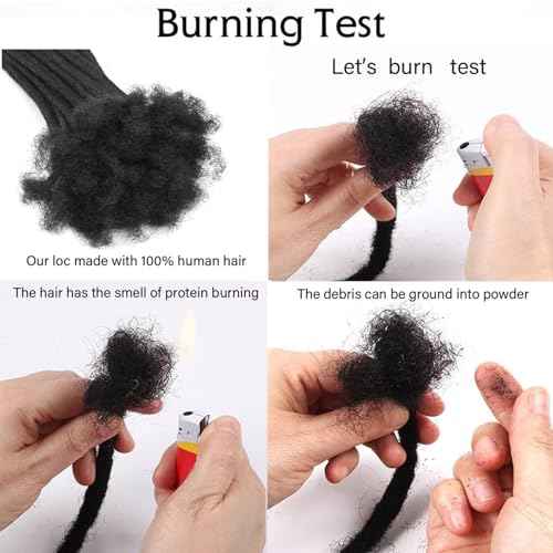 0.6cm Loc Extensions Human Hair 8Inch 50 Strands Dread Extensions Human Hair for Men DreadsNatural Black£¨1b,8inch£©
