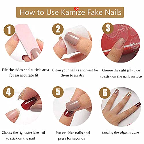 Square Press on Nails Nude Fake Nails Short Acrylic Full Cover Almond False Rainbow Nails for Women and Girls 24PCS
