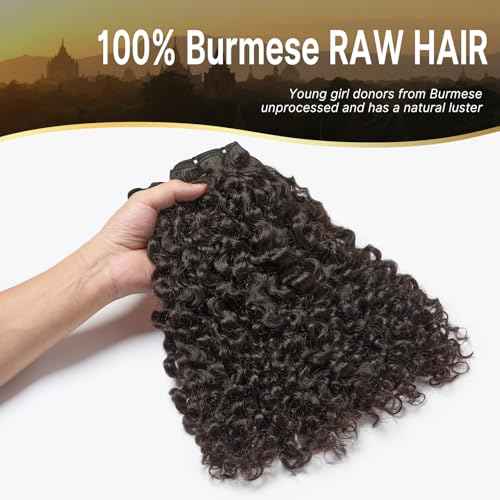 ASHINE Burmese Raw Human Hair Bundles ? Tight Curly Unprocessed 100% Human Hair Single Bundle 16 Inch, Minimal Shedding Natural Black
