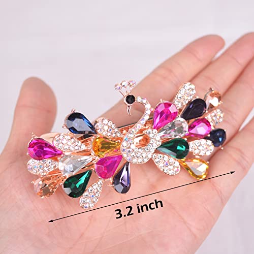Peacock Rhinestone Hairpin Luxury Crystal Hair Barrette Clip(Colorful)