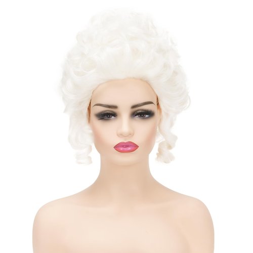 Daiaces Victorian Wig for Women White Marie Antoinette Wigs,Vintage Beehive Wig18th Century Rococo Costume Cosplay Wigs Party Halloween