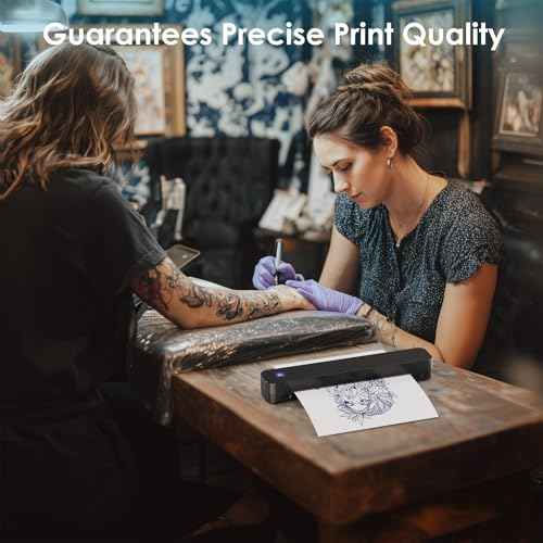 Wireless Tattoo Stencil Printer ? Bluetooth Thermal Tattoo Printer Machine with 10 Transfer Papers, Portable Tattoo Kit for Artists, Compatible with Smartphone & PC, Black