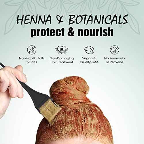 Light Mountain Henna Hair Color & Conditioner ? Red Hair Dye, Organic Henna Leaf Powder and Botanicals, Chemical-Free, Semi-Permanent Hair Color + 4 Hair Clips