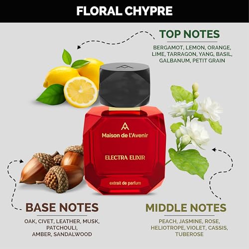 Maison de l'Avenir Electra Elixir ? ELIXIR COLLECTION | Classic Floral Chypre | Unisex Cologne & Perfume | Natural & Essential Oils | Eau de Parfum (48 Hours) | Made in UAE | 100ml / 3.4 fl. oz.