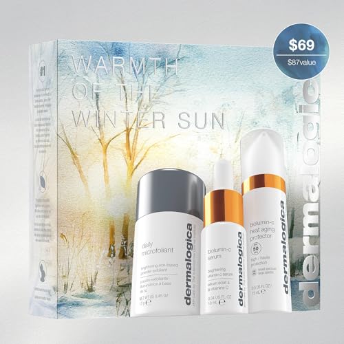 Dermalogica Warmth of the Winter Sun ? Travel Sized Skin Care Set Includes Face Exfoliants, Facial Serum, and Moisturizer with SPF