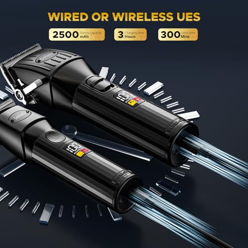 Professional Hair Clippers for Men Cordless Trimmers Kit with LED Display Electric Beard Trimmer for Kid Cordless Beards Trimmer Haircut Grooming Kit Gift for Men Women Barber Kids (Black)