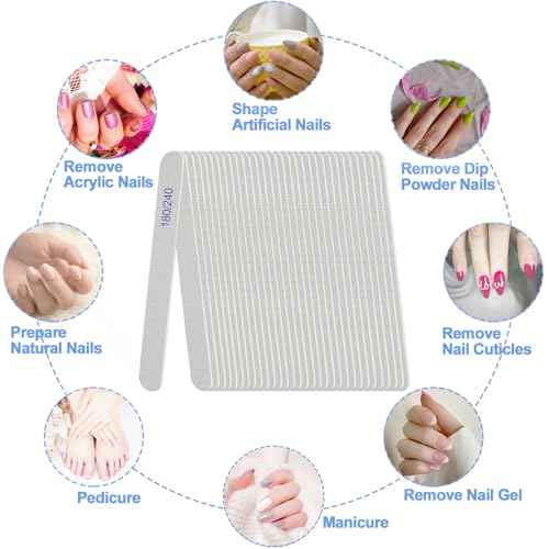 Nail File, Emery Boards for Nails 180/240 Grit Nail Files for Natural Nails Wood Double Sided Emory Fingernail Files Professional Reusable Manicure Pedicure limas para u?as (24 Packs)