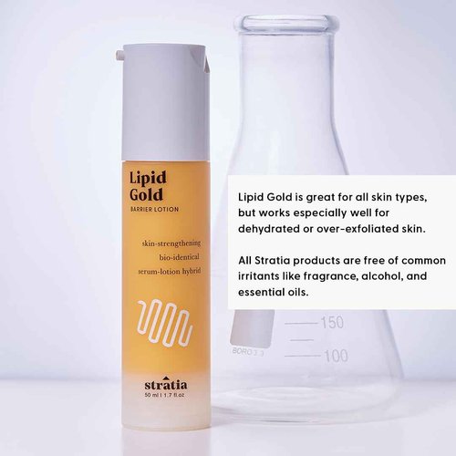 Stratia Lipid Gold Skin-Strengthening Ceramide Moisturizer with Niacinamide, Hydrates & Soothes All Skin Types, 3.4 Fl Oz