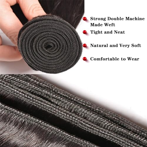 Brazilian Virgin Hair Straight 3 Bundles 18 20 22 Inch Long Straight Human Hair Weave Bundles Unprocessed Brazilian Straight Hair Straight Hair Human Extensions Natural Black