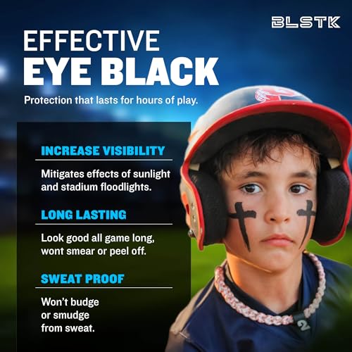 Sports Eye Black Temporary Tattoos (Cross - 24 Pack) Made in The USA No Grease, No Mess, Fast Application Eye Black Accessories for Football, Baseball, Softball, Lacrosse & More