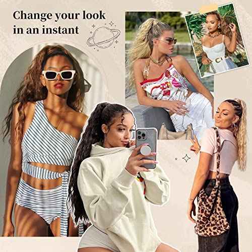 Flufymooz Ponytail Extension, 26 Inch Drawstring Ponytail Hair Extensions for Women£¬ Long Curly Wavy Pony Tail Natural Wavy Synthetic Hairpiece for Women Daily Use party ((26 Inch Natural Black)