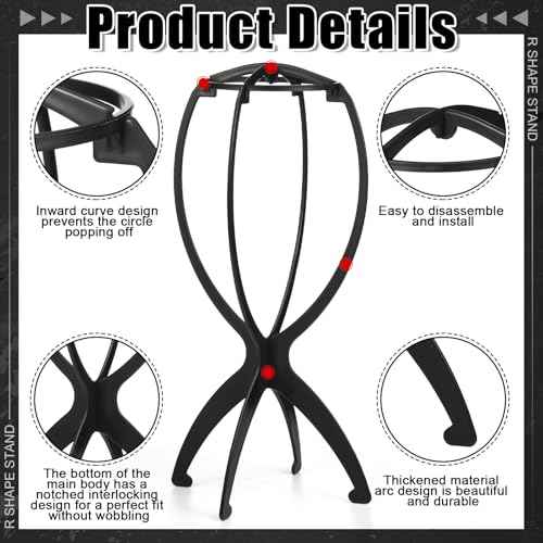 10 Pack Set 2 Wig Head Stand with 5 PCS Wig Brush Comb Hat Wig Holder Set for for Travel Home Use