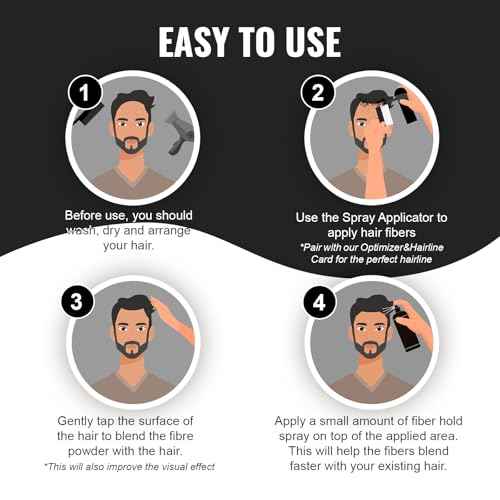 Hair Building Fibers for Thinning Hair, Black, 27.5g, Professional 5-in-1 Hair & Beard Styling Set with Applicator Pump, Hair Fibers Barber Enhancement Spray for Men & Women