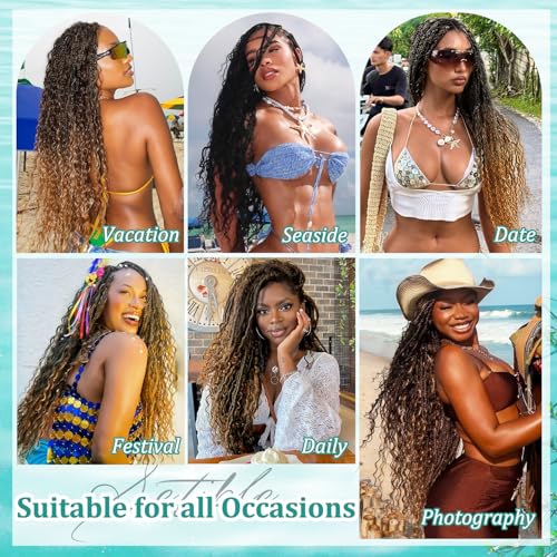 Ombre Human Braiding Hair for Boho Braids 20 Inch 120g Deep Wave Bulk Boho Human Hair for Braiding Curly Knotless Bohemian Braids 12A 100% Brazilian Virgin No Weft Extensions 3 Bundles/Pack T1B/350