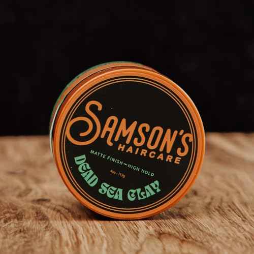 SAMSON'S HAIRCARE Dead Sea Hair Styling Clay, Nourishing and Revitalizing Hair, With Black Hawaiian Sea Salt, High Hold, Ultra-Matte Finish, 4 oz.
