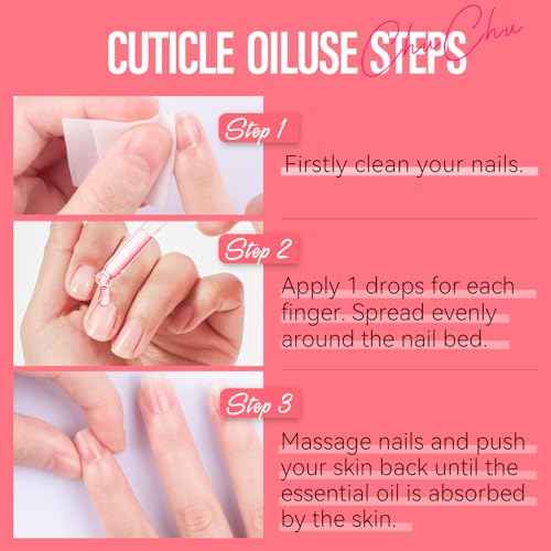 CHUCHU Jojoba Cuticle Oil for Nails: Watermelon Organic Nail Oil with Vitamin B & E - Moisturizes Repairs and Promotes Nail Growth - Prevents Dryness Hangnails and Chapped Skin 15ML