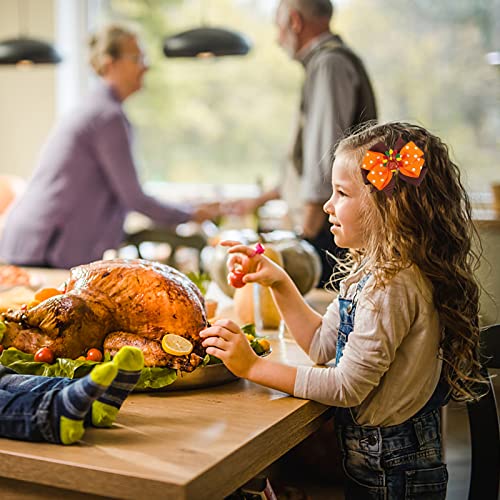 QLINLEAF 1 Set Thanksgiving Turkey Headband and Hair Clips Headwear Set with Bow Polka Dot for Girls Children Fall Orange Christmas Halloween Thanksgiving Hair Accessories