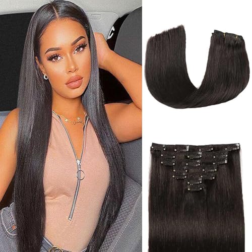 Clip in Hair Extensions Real Human Hair Straight 20 Inch 7pcs 120g Clip ins Hair Extensions Brazilian Remy Human Hair Clips Double Weft Human Hair For Women