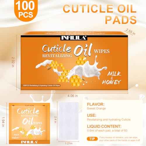 NXJ INFILILA Cuticle Oil for Nails 3.3 Fl Oz, 100Pcs Mini Cuticle Oil Bulk, Hydrating Cuticles Care Product Ttravel Size Nail Honey, Cuticles Repair and Nails Care (Milk & Honey) (100 PCS)
