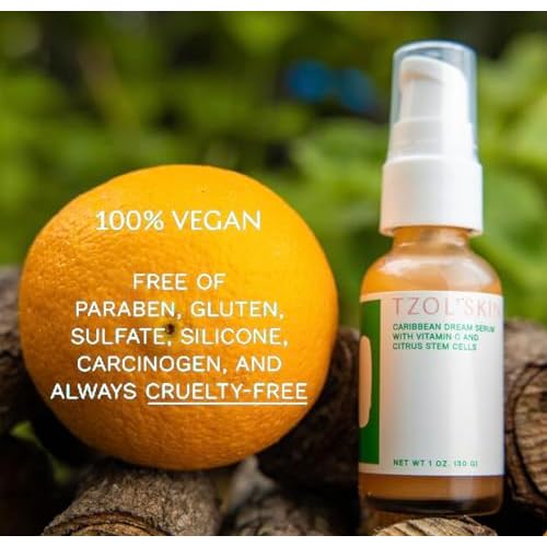 TZOL¡¯SKIN - Caribbean Dream Serum - CC Serum - Vitamin C & Hyaluronic Acid - Citrus Stem Cells - Hydrating - For Dark Spots - Evens Skin Tone - No Paraben, Silicones & Sulfates - Vegan - Cruelty Free