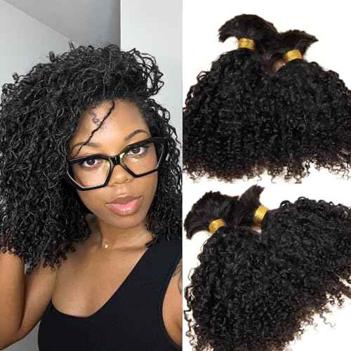Afro Kinky Bulk Human Braiding Hair 100% Unprocessed Brazilian Virgin Human Hair Extensions Micro Kinky Curly Braids Hair Braids Double Drown Full End Bulk Hair 14 Inch 100g (Pack of 1)