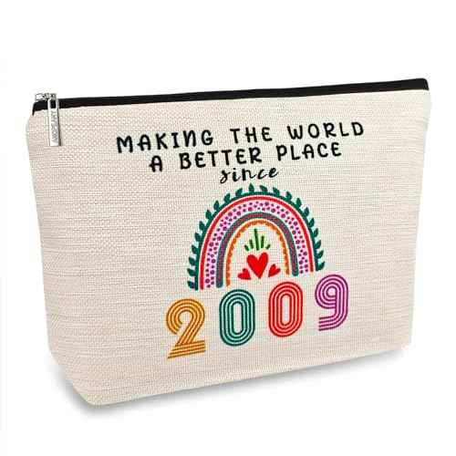 ancpeany Sweet 16 Birthday Decorations for Girls, Her, Teenage Girls, Sister, Daughter, Granddaughter, 2009 Funny 16 Year Old Girl Gift Ideas Makeup Bags, Cosmetic Travel Bag for 16th Birthday Gifts