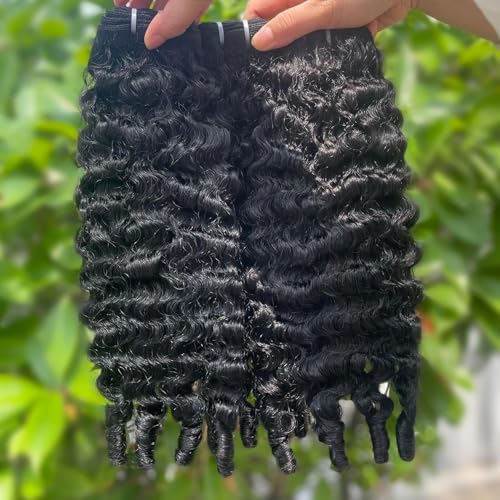 Burmese Curly Bundles Human Hair 16 18 20 Inch 12A Grade 100% Unprocessed Brazilian Virgin Hair Weave with Spriral End 3c4a Quick Weave Real Human Hair Natural Black Hair Extensions