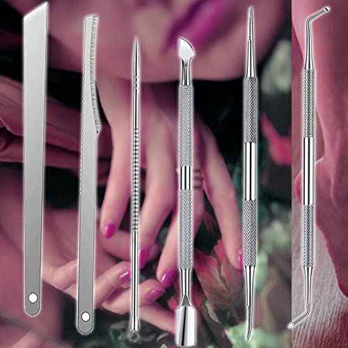 6pcs Ingrown toenail Tool, Toenail File and Lifters, Professional Surgical Stainless Steel Ingrown Toenail Removal Tool Kit, Under Nail Cleaner Tools Pain Relief(Natural color)