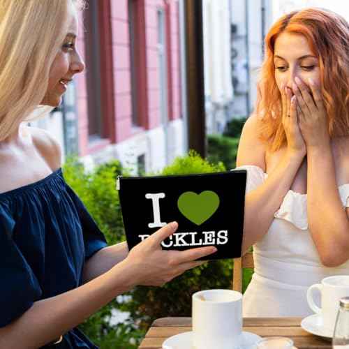 JioJio Chan Pickle Lover Gifts Makeup Bag for Women, I Love Pickles PU Leather Makeup Cosmetic Bag for Purse, Pickle Gifts for Pickle Lovers, Pickle Stuff, Gifts for Pickle Lovers Makeup Pouch
