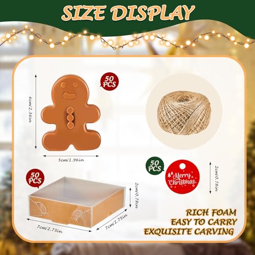 Maxcheck 50 Sets Christmas Bar Soap Gift Set Christmas Handmade Soaps Tree Socks Gingerbread Snowflakes Body Soaps with Exquisite Box Christmas Stocking Stuffers Gifts for Guests (Gingerbread)