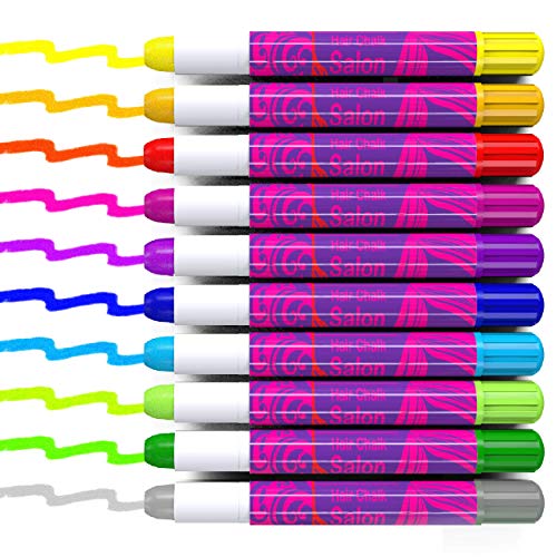 Desire Deluxe - Girls Gifts Hair Chalk 10 Temporary Non-Toxic Easy Washable Hair Dye Colourful Pens