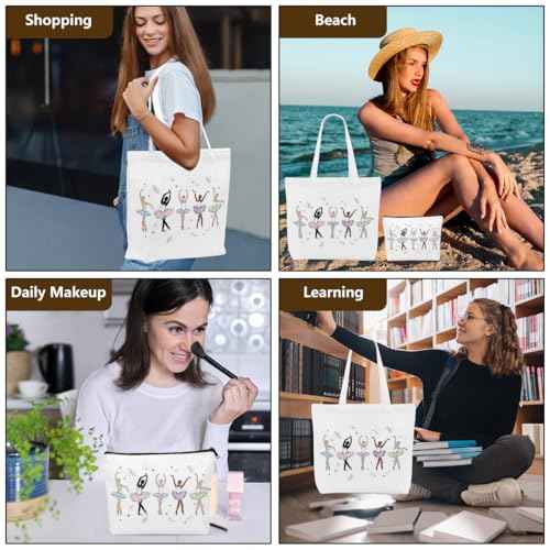 Christian Gifts for Women Dancer Girls Canvas Bag Makeup Bag Set Inspirational Dance Gifts Grocery Cosmetic Bags