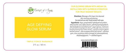 Essence of Argan Glow Face Serum Vitamin C with Alpha Arbutin Matrixyl & Oat Protein for a Firmer Radiant Skin Face Brightening (2 fl oz/60 ml)