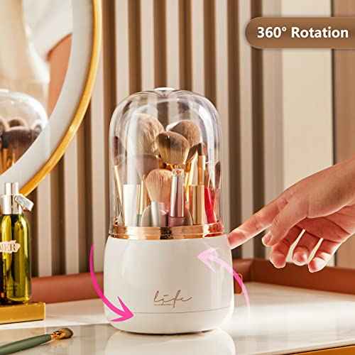 Large Makeup Organizer with Brush Holder, Makeup and Skincare Organizer for Vanity, Cosmetics Skincare Organizers with Lid and Drawers for Countertop, Bathroom, Dresser, Ideal Gifts for Women