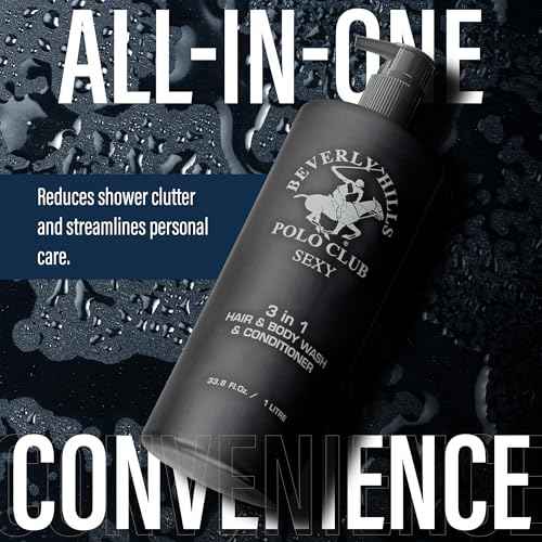 Beverly Hills Polo Club Men's 3-in-1 Shampoo Conditioner Body Wash - Luxury Scent Sexy - All Hair Types, 33.8 oz