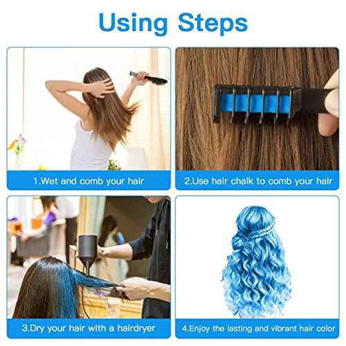 MSDADA Hair Chalk Comb Christmas Gifts Toys for Girls Kids 3 Pack - Temporary Washable Hair Color Dye Paint Teen Girl Gift Hair Stuff Accessories Makeup Kit Age 6 7 8 9 10 11 12 13 Years Old