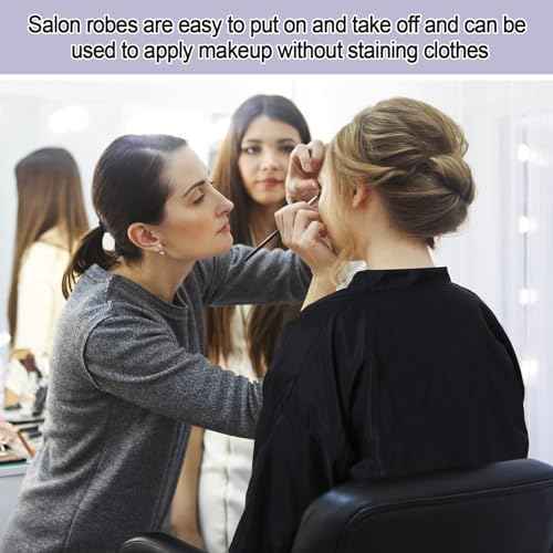Syhood 2 Pieces Salon Robes Smock for Clients Waterproof Hairdressing Gown Salon Cape (2 Pockets)